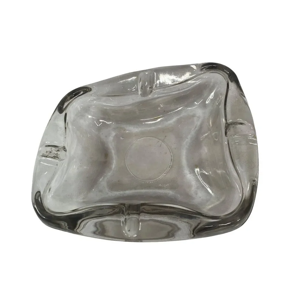 Vintage Thick Glass Ashtray 70's Vintage Glass Cigarette Holder MCM - Picture 14 of 16